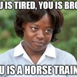 the help | YOU IS TIRED, YOU IS BROKE YOU IS A HORSE TRAINER | image tagged in the help | made w/ Imgflip meme maker