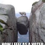 Presidential choices be like... | HOW I FEEL AS A VOTER | image tagged in between a rock and a hard place,election 2016,hillary,bernie,trump,cruz | made w/ Imgflip meme maker