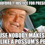 Buford T. Justice | SHERIFF BUFORD T. JUSTICE FOR PRESIDENT 2016; 'CAUSE NOBODY MAKES HIM LOOK LIKE A POSSUM'S PECKER! | image tagged in buford t justice | made w/ Imgflip meme maker