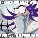 Awkward or Pissed | THE FACE YOU MAKE  WHEN; YOU SOIL YOURSELF WHEN FARTING. | image tagged in awkward or pissed | made w/ Imgflip meme maker