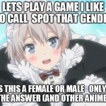 Trap | LETS PLAY A GAME I LIKE TO CALL 
SPOT THAT GENDER; IS THIS A FEMALE OR MALE 

ONLY I KNOW THE ANSWER (AND OTHER ANIME NERDS) | image tagged in trap | made w/ Imgflip meme maker