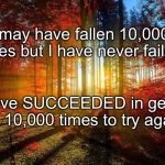 fall trees | I may have fallen 10,000 times but I have never failed. I have SUCCEEDED in getting up 10,000 times to try again. | image tagged in fall trees | made w/ Imgflip meme maker