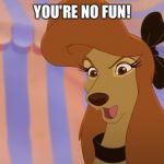 You're No Fun! | YOU'RE NO FUN! | image tagged in dixie,memes,disney,the fox and the hound 2,reba mcentire,dog | made w/ Imgflip meme maker