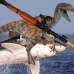 Rpg Raptor riding Shark meme