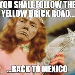 Glinda Trump | YOU SHALL FOLLOW THE YELLOW BRICK ROAD... ...BACK TO MEXICO | image tagged in glinda trump | made w/ Imgflip meme maker