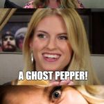 Damn it Barb! | WHAT DOES A DEAD GUY PUT ON HIS TACO? A GHOST PEPPER! | image tagged in bad pun barbara,memes,rooster teeth | made w/ Imgflip meme maker