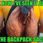 So how many of you students out there would be brave enough to wear this backpack on campus? | OK NOW I'VE SEEN IT ALL... "THE BACKPACK SACK" | image tagged in backpack sack,memes,funny backpack,funny,back to school,college laughs | made w/ Imgflip meme maker
