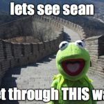 China Kermit | lets see sean; get through THIS wall | image tagged in china kermit | made w/ Imgflip meme maker