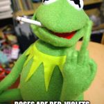 Kermit finger | HEY CONNERY GUESS WHAT? ROSES ARE RED, VIOLETS ARE BLUE, I HAVE FIVE FINGERS, AND THIS ONES FOR YOU | image tagged in kermit finger | made w/ Imgflip meme maker