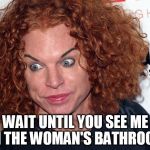 Carrot Top | WAIT UNTIL YOU SEE ME IN THE WOMAN'S BATHROOM | image tagged in carrot top | made w/ Imgflip meme maker