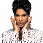 Prince the beast | LOVE AND PEACE | image tagged in prince the beast | made w/ Imgflip meme maker