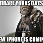 iPhone 6S | BRACE YOURSELVES; NEW IPHONE IS COMING | image tagged in brace yourselves kitty keanu | made w/ Imgflip meme maker