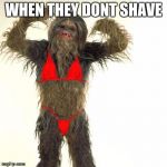 sexy wookie | WHEN THEY DONT SHAVE | image tagged in sexy wookie | made w/ Imgflip meme maker