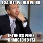 How Brian Williams made Imgflip a success | I SAID IT WOULD WORK; IF THE O'S WERE CHANGED TO I'S! | image tagged in brian williams fondly remembers | made w/ Imgflip meme maker