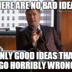 Jack Donaghy | THERE ARE NO BAD IDEAS; ONLY GOOD IDEAS THAT GO HORRIBLY WRONG | image tagged in jack donaghy | made w/ Imgflip meme maker