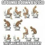 Toilets | AMERICAN KIDS WILL BE SO DUMBED DOWN BY 2030; THEY WILL NEED TO BE TAUGHT (BY THE FEDERAL GOVERNMENT OF COURSE) HOW TO TAKE A DUMP | image tagged in toilets | made w/ Imgflip meme maker