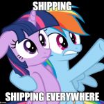 shipping everywhere | SHIPPING; SHIPPING EVERYWHERE | image tagged in rainbow dash everywhere,shipping,twilight sparkle,rainbow dash,memes | made w/ Imgflip meme maker