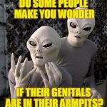 "This Is Why" Aliens | DO SOME PEOPLE MAKE YOU WONDER; IF THEIR GENITALS ARE IN THEIR ARMPITS? | image tagged in this is why aliens | made w/ Imgflip meme maker