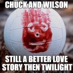 CastawayWilson | CHUCK AND WILSON; STILL A BETTER LOVE STORY THEN TWILIGHT | image tagged in castawaywilson | made w/ Imgflip meme maker