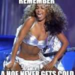 Beyoncé  | REMEMBER; A HOE NEVER GETS COLD | image tagged in beyonc | made w/ Imgflip meme maker