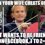 Hot Scale | WHEN YOUR WIFE CHEATS ON YOU; BUT WANTS TO BE FRIENDS ON FACEBOOK, J TO Z=Y | image tagged in memes,hot scale | made w/ Imgflip meme maker