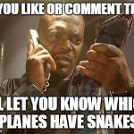Are you in an airport right now? | IF YOU LIKE OR COMMENT THIS; I'LL LET YOU KNOW WHICH PLANES HAVE SNAKES | image tagged in snakes on a plane,plan,ruin | made w/ Imgflip meme maker