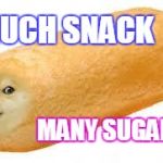 twinkie doge | MUCH SNACK; MANY SUGAR | image tagged in twinkie doge | made w/ Imgflip meme maker