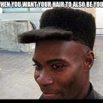 AfroHat | FOR WHEN YOU WANT YOUR HAIR TO ALSO BE YOUR HAT. | image tagged in afrohat | made w/ Imgflip meme maker