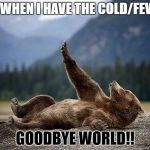 I'm over my sickness but my nose is running a lot.  | ME WHEN I HAVE THE COLD/FEVER:; GOODBYE WORLD!! | image tagged in overly dramatic bear,sick | made w/ Imgflip meme maker