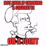 Looks High To Me | NOT SURE IF SMOKING A CIGARETTE; OR A JOINT | image tagged in french fry,lynch1979 | made w/ Imgflip meme maker