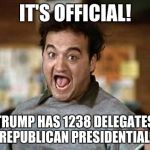 IT"S OFFICIAL! | IT'S OFFICIAL! DONALD TRUMP HAS 1238 DELEGATES MAKING HIM THE REPUBLICAN PRESIDENTIAL NOMINEE | image tagged in its official | made w/ Imgflip meme maker