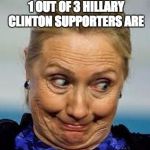 hillaryemail | DID YOU KNOW THAT 1 OUT OF 3 HILLARY CLINTON SUPPORTERS ARE; AS DUMB AS THE OTHER TWO? | image tagged in hillaryemail | made w/ Imgflip meme maker