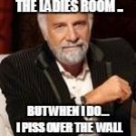 Beer guy | I DON'T  ALWAYS USE THE LADIES ROOM .. BUT WHEN I DO... I PISS OVER THE  WALL INTO THE NEXT STALL | image tagged in beer guy | made w/ Imgflip meme maker