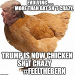 Chicken Sh*t Trump | EVOLVING . . .        MORE THAN BAT SH*T CRAZY, TRUMP IS NOW CHICKEN SH*T CRAZY                #FEELTHEBERN | image tagged in chicken trump,donald trump,bernie sanders,feel the bern | made w/ Imgflip meme maker