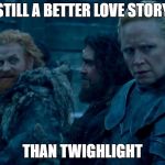 Tormund likes Brienne | STILL A BETTER LOVE STORY; THAN TWIGHLIGHT | image tagged in tormund likes brienne | made w/ Imgflip meme maker