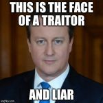 david cameron terrorist | THIS IS THE FACE OF A TRAITOR; AND LIAR | image tagged in david cameron terrorist | made w/ Imgflip meme maker