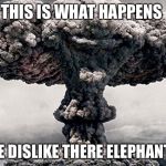 Circus BOOM | THIS IS WHAT HAPPENS; WHEN WE DISLIKE THERE ELEPHANT SHOWS | image tagged in circus boom | made w/ Imgflip meme maker