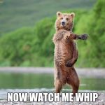 Bear whip | NOW WATCH ME WHIP | image tagged in bear whip | made w/ Imgflip meme maker