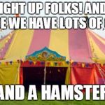 Now This Is My Kind Of Show (Circus) | STEP RIGHT UP FOLKS! AND COME INSIDE WE HAVE LOTS OF GIRLS; AND A HAMSTER | image tagged in leeds circus | made w/ Imgflip meme maker