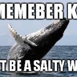 Life tips with a whale | REMEMEBER KIDS; DON'T BE A SALTY WHALE | image tagged in whale | made w/ Imgflip meme maker
