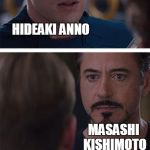 Hideaki Anno (evangelion) vs Masashi Kishimoto (naruto) | HIDEAKI ANNO; MASASHI KISHIMOTO | image tagged in captain america civil war,meme,neon genesis evangelion,rebuild of evangelion,naruto,naruto shippuden | made w/ Imgflip meme maker