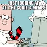 Dilbert | JUST LOOKING AT ALL THE GORILLA MEMES | image tagged in memes,funny,funny memes,dogs | made w/ Imgflip meme maker