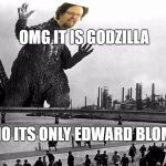 Edward blom | OMG IT IS GODZILLA; NO ITS ONLY EDWARD BLOM | image tagged in edward blom | made w/ Imgflip meme maker