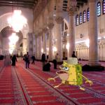 Caveman Spongebob in mosque meme