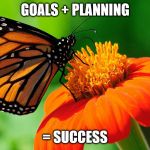 butterfly | GOALS + PLANNING; = SUCCESS | image tagged in butterfly | made w/ Imgflip meme maker