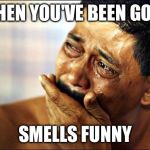 Pinoy Crying Man | WHEN YOU'VE BEEN GONE; SMELLS FUNNY | image tagged in pinoy crying man | made w/ Imgflip meme maker