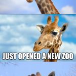 Bad Pun Giraffe | THE U.S. ARMY; JUST OPENED A NEW ZOO; AND I GOT GIRAFFE-TED | image tagged in bad pun giraffe | made w/ Imgflip meme maker
