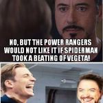 Civil War Cancelled | IF KAKASHI KILL BATMAN, GOKU WOULD BE UPSET WITH SUPERMAN? NO, BUT THE POWER RANGERS WOULD NOT LIKE IT IF SPIDERMAN TOOK A BEATING OF VEGETA! HAHAHAHAHAHAHAHA; I'M BRAZILIAN, SORRY FOR MY BAD ENGLISH! | image tagged in civil war cancelled | made w/ Imgflip meme maker