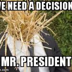 strawman | WE NEED A DECISION... MR. PRESIDENT | image tagged in strawman | made w/ Imgflip meme maker