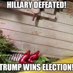 Wicked Witch of the East Cellar Door | HILLARY DEFEATED! TRUMP WINS ELECTION! | image tagged in wicked witch of the east cellar door | made w/ Imgflip meme maker